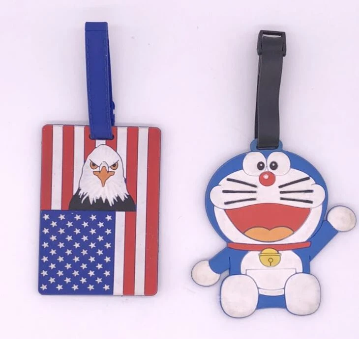 3D Soft PVC Rubber Travel Luggage Tags With Plastic Buckle